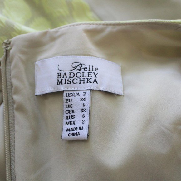 Belle Badgley Mischka Green/Taupe Leopard Sheath Dress (2) - Picture 7 of 7